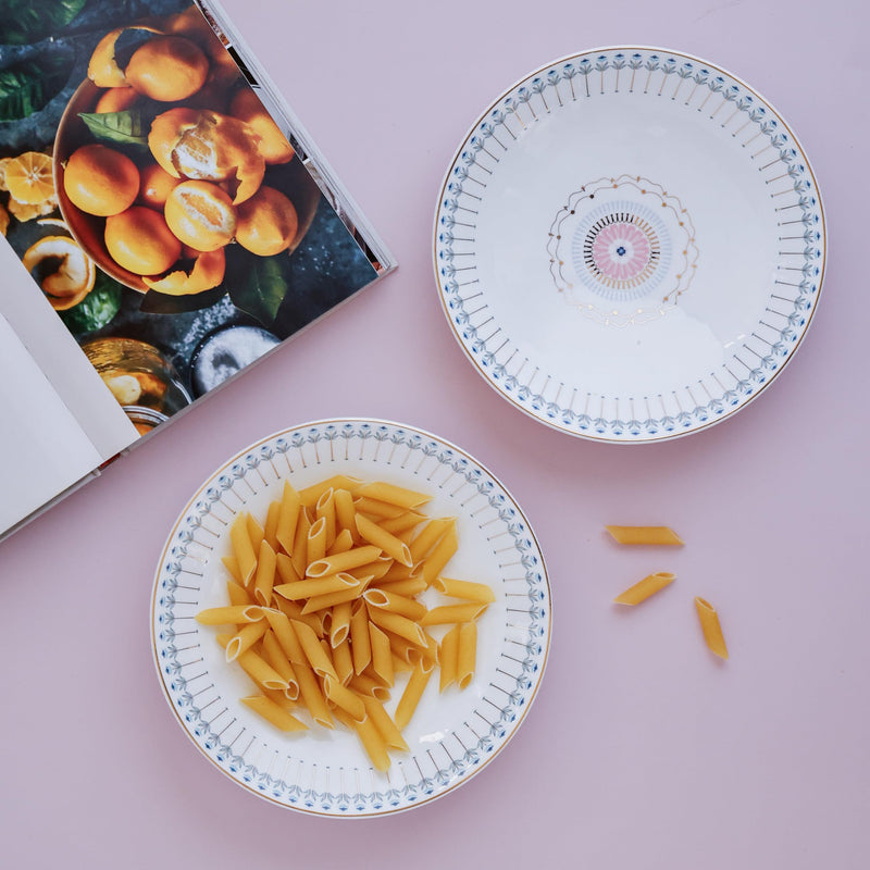 Magique by The Wishing Chair x ClayCraft : Portrait of a Rose Pasta Plates Set of 2 | Ceramic Coupe Plates | Elegant Floral Dinnerware | Ideal Gift for All Occasions | Dishwasher Safe