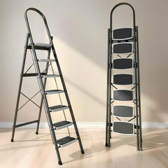 Plantex Steel 3 Step Ladder for Home/Wide Anti Skid 3 Step Ladder Foldable/5 Year Manufacturer Warranty By Plantex(Gray & White)