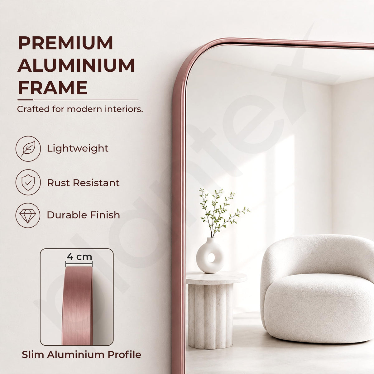 Plantex Aluminium Frame Mirror for Wall/Rectangle Wall Mount Mirror for Bedroom/Dressing Room/Living Room/Entryway - (24x32 Inch-Rose Gold)-5