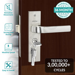 Plantex Heavy-Duty Door Lock Set - Main Door Lock Handle Set/ 6-Lever Lock Mechanism with 3 Years of Warranty/Mortise Lock with 3 Keys, Brass Lock Body & Cylinder (8107 - Matt)-2