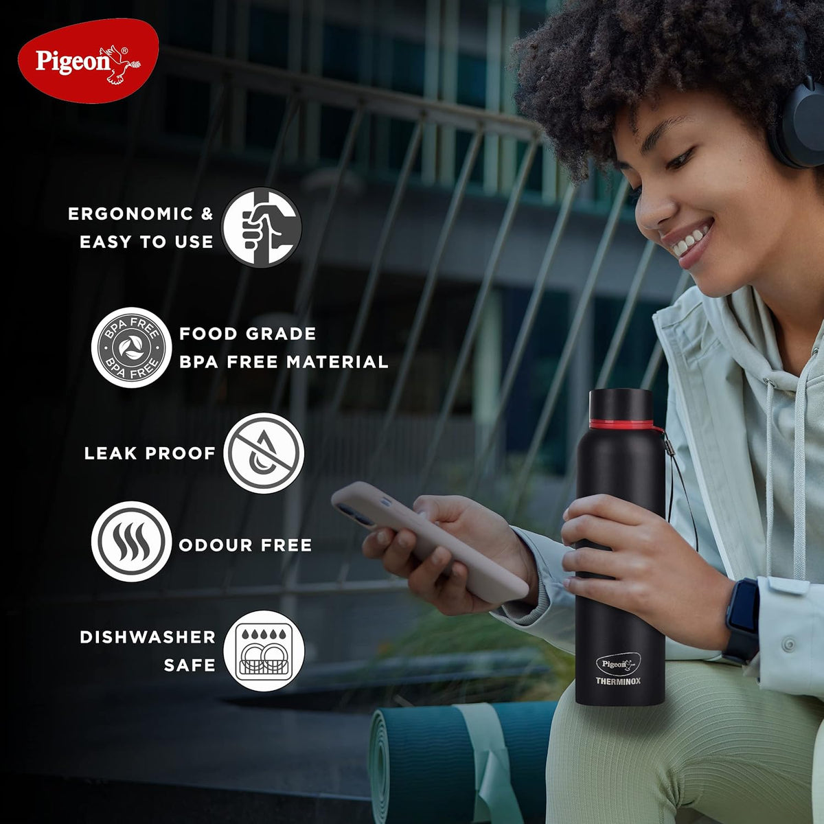Pigeon by Stovekraft Croma Galaxy Stainless Steel Double Walled Leak Proof Thermos Water Bottle with Copper Coating Insi