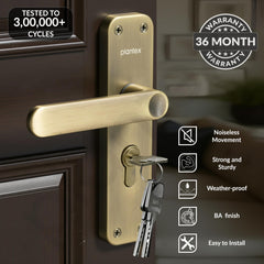 Plantex Heavy-Duty Door Lock/Door Handle Set with 3 Years of Warranty/Mortise Lock with 3 Keys, Brass Lockbody & Cylinder (8136 - Brass Antique)-2
