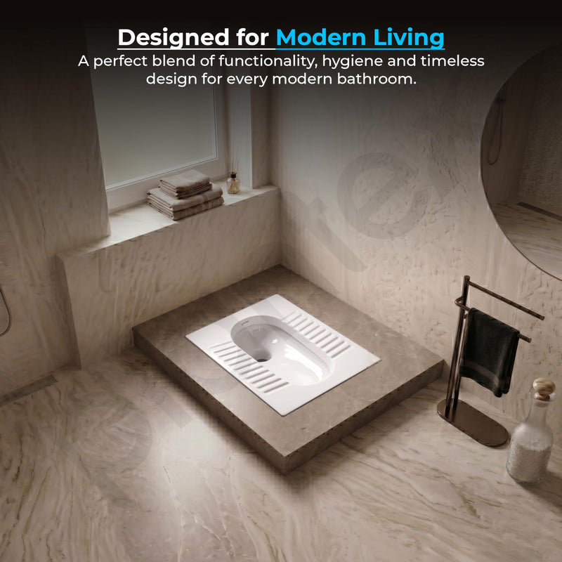 Plantex Indian Toilet for Bathroom/Household Squatting Pan/Orrisa Pan for Bathroom/Sintered Stone Base Ceramic Sanitaryware Toilet - (White, 2262)-4