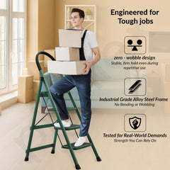 Plantex Hercules Pro 4-Step Foldable Ladder for Home with 150 kg Load Capacity/Heavy-Duty Steel Ladder/Anti-Slip Wide Step/Strong, Stable & Multi-Purpose (Green)-4