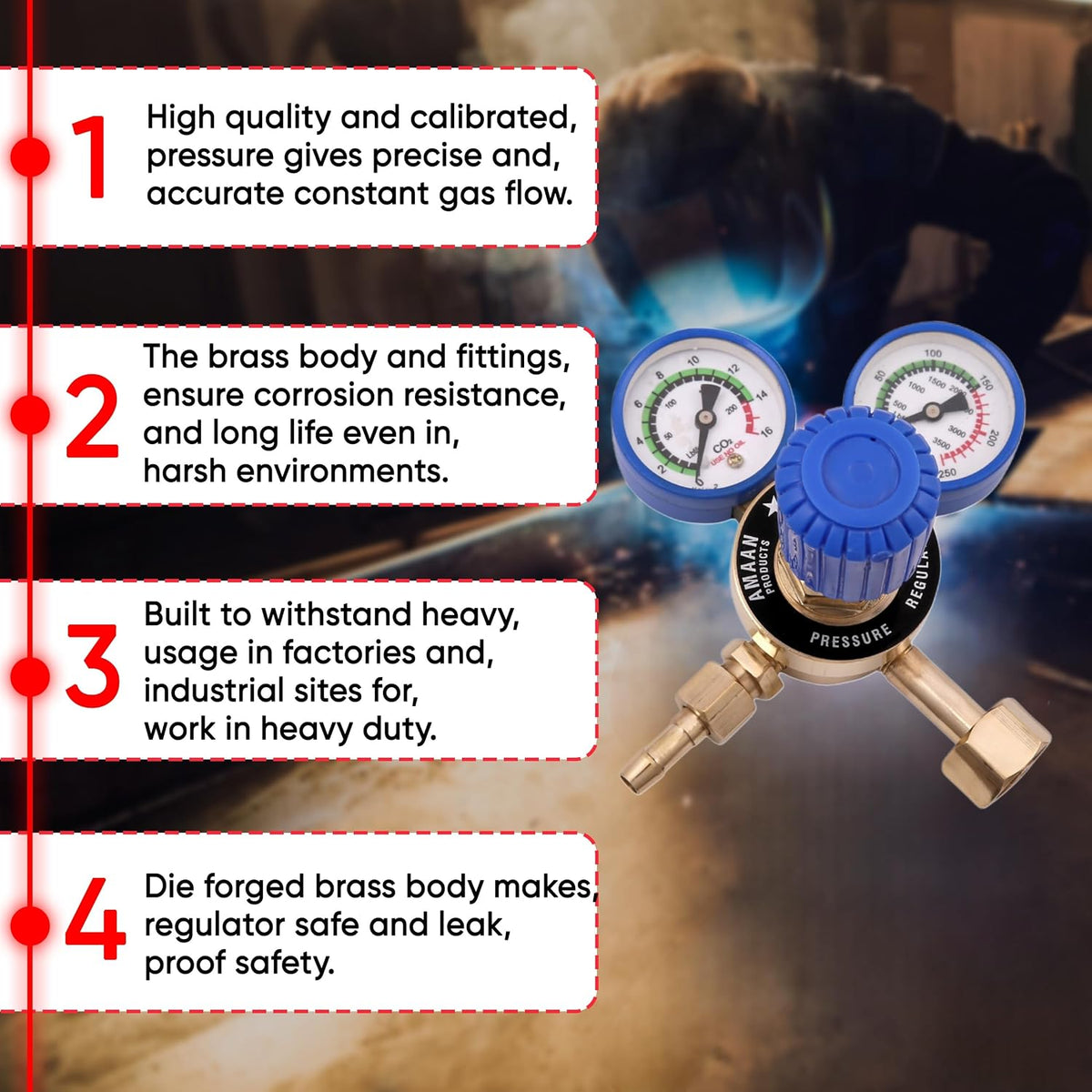 Amaan Double Gauge Co2 Regulator || Single Stage Double Gauge Co2 Regulator || Industrial Welding Products