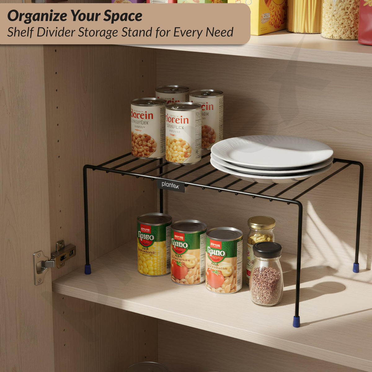 Plantex Stainless Steel Kitchen Storage Rack/Plate Storage Stand/Kitchen Cabinet Organizer/Dish Rack (Black), 31.5x20.5x15.5 cm-2