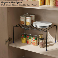 Plantex Stainless Steel Kitchen Storage Rack/Plate Storage Stand/Kitchen Cabinet Organizer/Dish Rack (Black), 31.5x20.5x15.5 cm-2