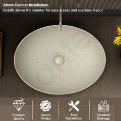 Plantex Table Top Wash Basin for Bathroom/Designer Ceramic Basin/Countertop Vessel Sink Basin/Wash Basin Over Counter for Home/Office (Beige - 20.5 x 15.5 x 5 Inch)-5