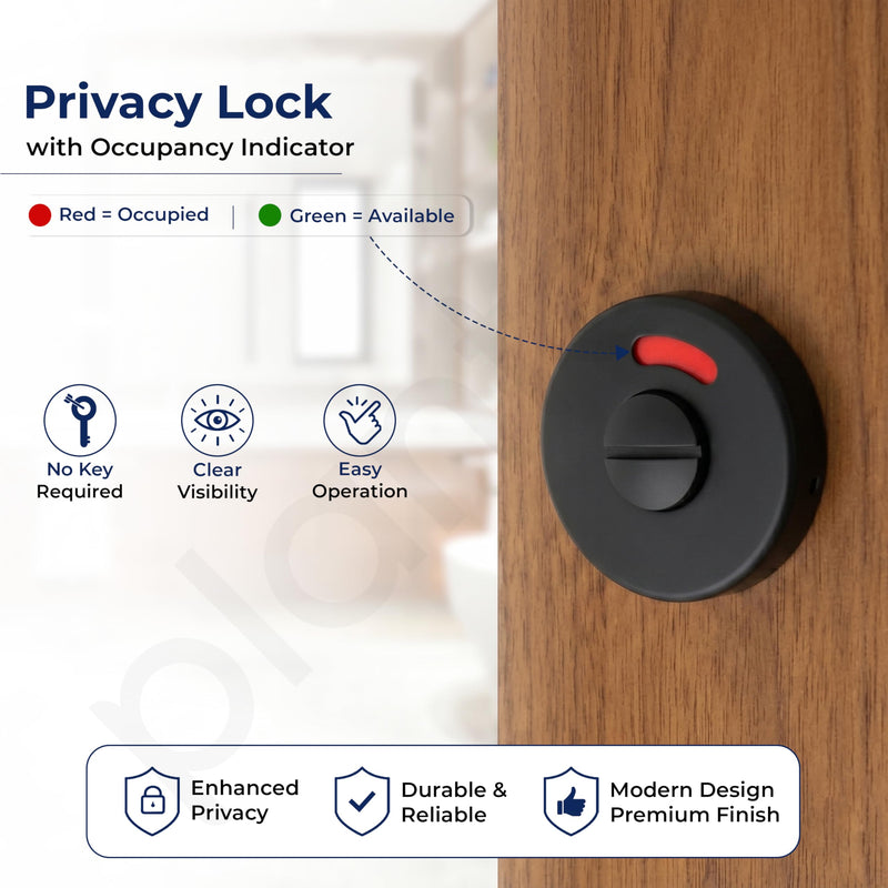 Plantex Bathroom Indicator Lock/Stainless Steel Indicator Deadbolt for Home/Toilet Partition Door Lock/Round Indicator Bolt Bathroom - Pack of 1 (Black)-2
