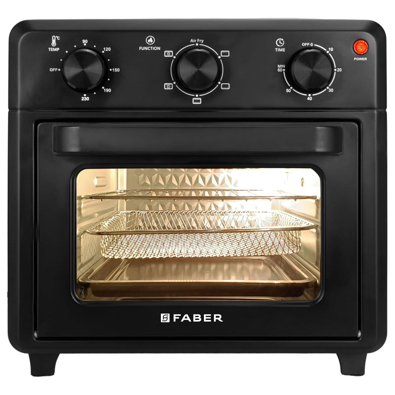 Faber Air Fryer Oven 18L 1500W | Bake Tray, Tray Handle & Crumb Tray | Dishwasher safe removable parts |6 Preset Auto Pr