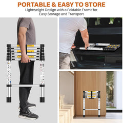 BonKaso VertiPro 2M(6.5Ft) Telescopic Ladder|Aluminum Ladder 7 Step|Multipurpose for Home & Outdoor use with Self Locking Mechanism|EN131 Certified Max Load Capacity of 150kg