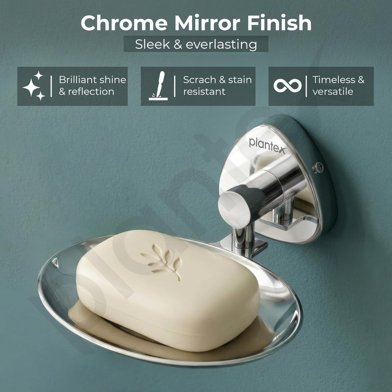 Plantex J4 Stainless Steel Wall Soap Holder for Bathroom/Soap Holder for Kitchen/Soap Stand for Bathroom/Bathroom Accessories (Chrome Finish) Angel-4