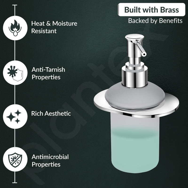 Plantex Pure Brass Liquid Soap Dispenser/Smero Hand Wash Dispenser for Kitchen/Shampoo Dispenser/Bathroom Accessories - Aqua (Chrome)-4