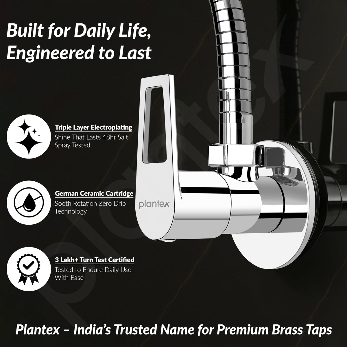 Plantex Pure Brass Angular Stop Cock/Stop Cock for Bathroom/Angular Valve for Wash Basin Connection with Brass Wall Flange & Teflon Tape - Pack of 1 (3205, Chrome)-4