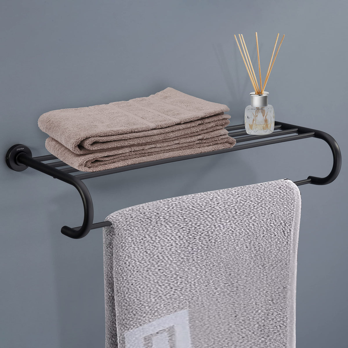 Plantex 304 Grade Stainless Steel Bathroom Accessories Set of 3 - Towel Stand/Napking Hanger/Dual Soap Holder for Bathroom - Daizy (Black)-4