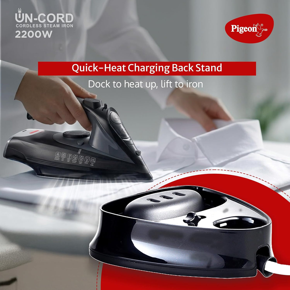 Pigeon un-cord cordless steam iron 2200 W