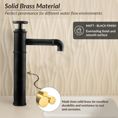 Plantex Brass Basin Mixer Tap Hot and Cold/Single Lever Tap for Wash Basin-(Matt Black Finish)-2