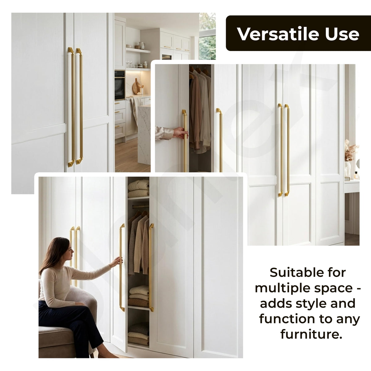 Plantex Aluminium Cabinet Handle/600mm Wardrobe Handle for Home/Cupboard Door Pull-Push Handles for Office - Pack of 1 (Brass Antique & Gold)-6