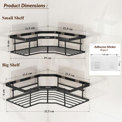 Plantex Alloy Steel Self Adhesive Bathroom Shelf Rack/Bathroom Organizer Without Drill/Corner Shelf for Bathroom Wall/Kitchen Corner Shelves Self Adhesive/Shelves for Kitchen-Pack of 2(Black)-2