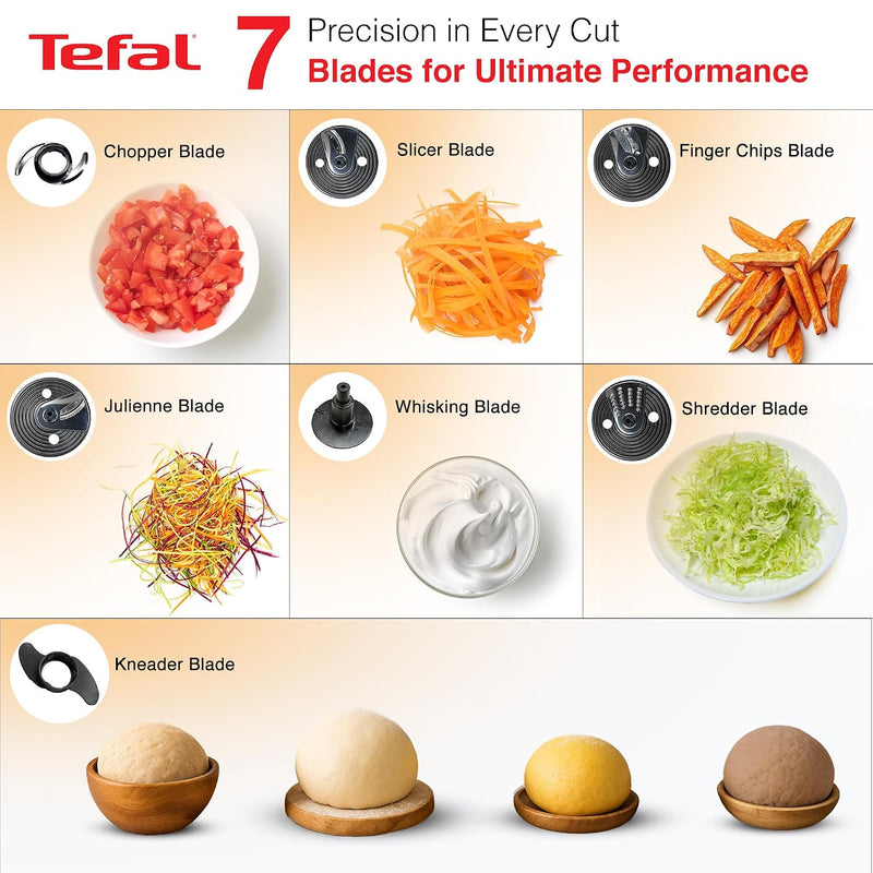 Tefal Chef Assist 800W Mixer Grinder,Juicer Jar & Food Processor |Dough Maker 15-in-1 Versatile Appliance| Powerful 800W Motor | 4 Jars and 7 blades| Europe’s No.1 Blending Brand | 3-Year Warranty