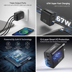 Philips DLP6331CB/94 Gen III Tech 67W Fast Charging Wall Charger (Slate Black)
