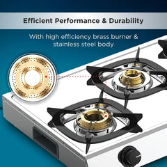 Butterfly Matchless 4 Burner Open Gas Stove, Silver