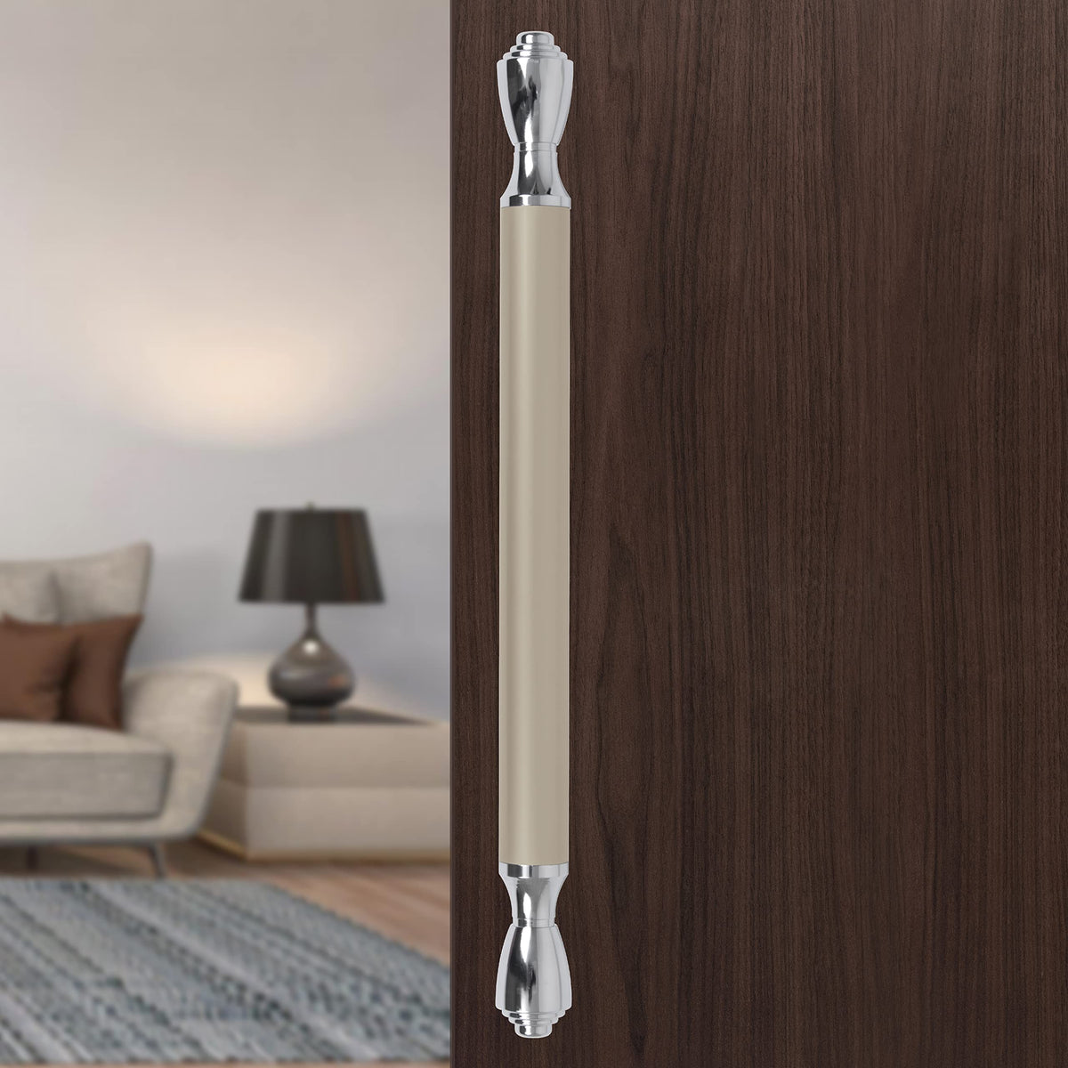 Plantex Heavy Duty Door Handle/Main Door Handle/14 inch Door Handle for Main Door/Pull Push Handle Pack of 1 (124, Satin White & Chrome) - 3 Years Warranty-5