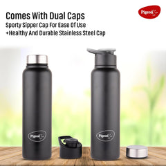 Pigeon Plastic, Stainless Steel Inox Hydra Duo, Dual Cap, Flipper And Fridge In One Bottle, Easy To Use, Multipurpose Al