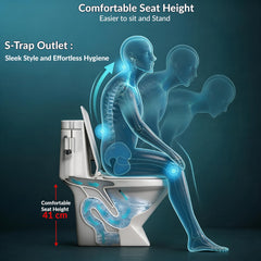 Plantex Commode for Toilet/Ceramic One Piece Toilet/Rimless Washdown Flush Commode with Soft Closing Toilet Seat - S Trap (White, APS-2019)-5