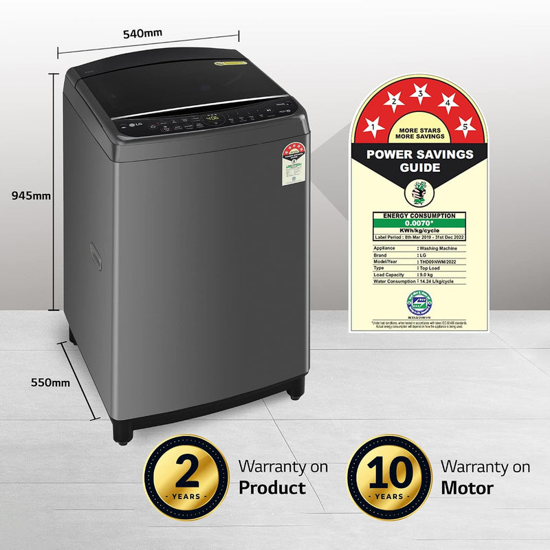 LG 9 Kg 5 Star Inverter Wi-Fi Fully-Automatic Top Loading Washing Machine Appliance (THD09NWM, Middle Black, AIDD Technology & TurboWash)-5