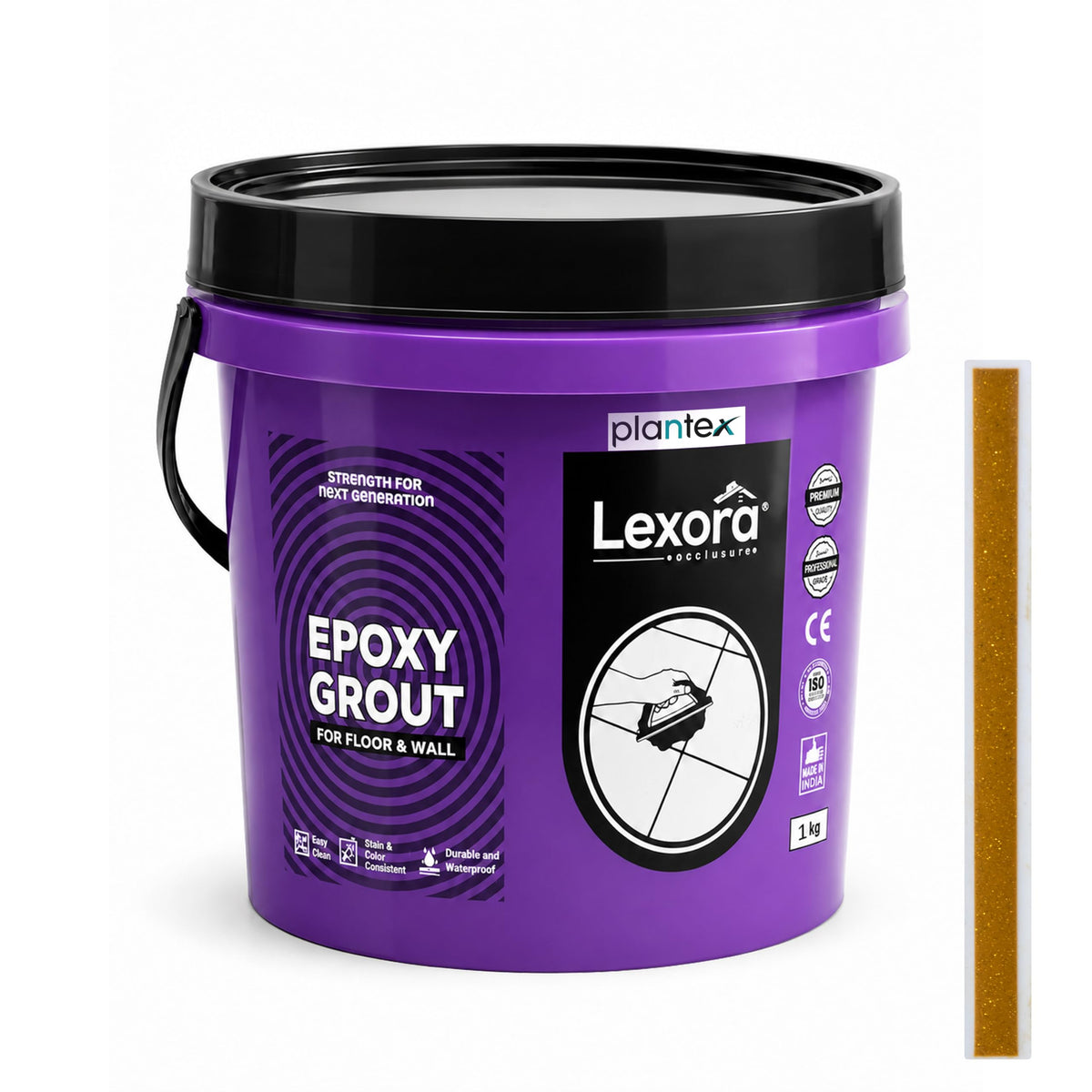 Plantex Lexora Epoxy Grout/3-Part Epoxide Resin Tile Grout/1 Kg Floor & Wall Tiles Joints/Waterproof & Stain Proof/Bathroom & Industrial Use - 1 kg (Lexora Gold)