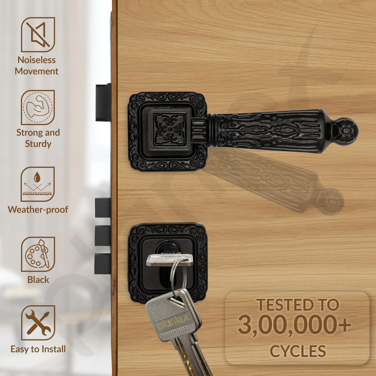 Plantex Premium Door Locks with 3 Years of Warranty By Plantex/Main Door Lock for Home/Mortise Lock for Door (643 - Black)
