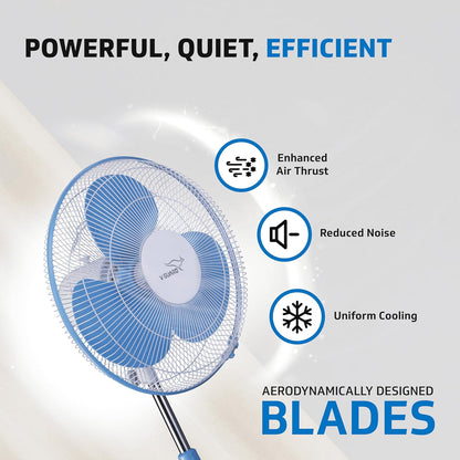 V-Guard Esfera STS Neo Pedestal Fan | 1330 RPM Motor | Customisable Tilt And Oscillation Control | White Blue | 40 cm (400mm)