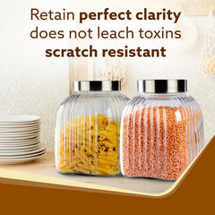 AGARO Elegant Glass Jar 3500 ml, Steel Lid, Storage Glass Container, Transparent, Kitchen Organiser, Multipurpose Jar