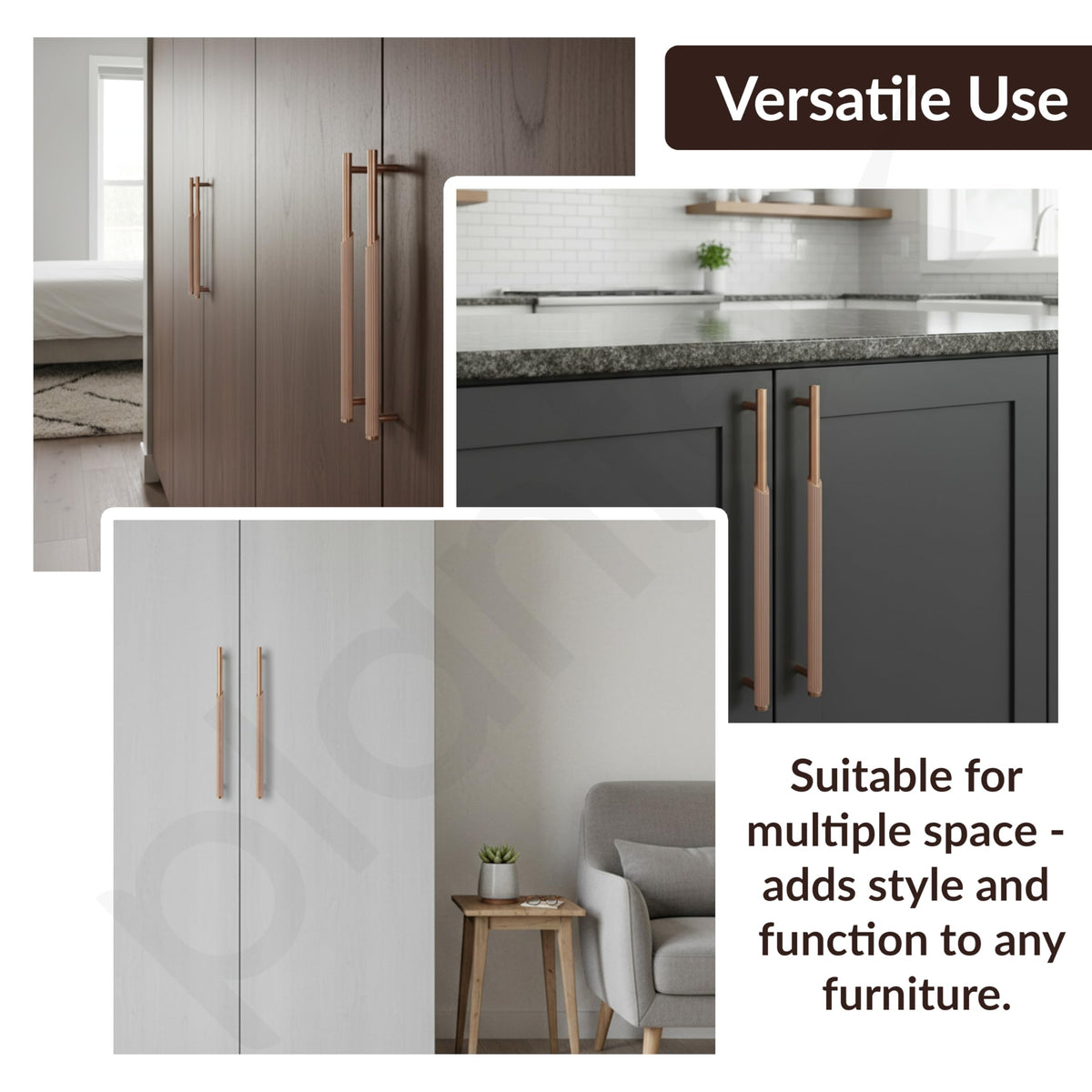 Plantex Stainless Steel & Aluminium Cabinet Handle/288mm Wardrobe Handle for Home/Cupboard Door Pull-Push Handles for Office - Pack of 1 (Rose Gold)-6