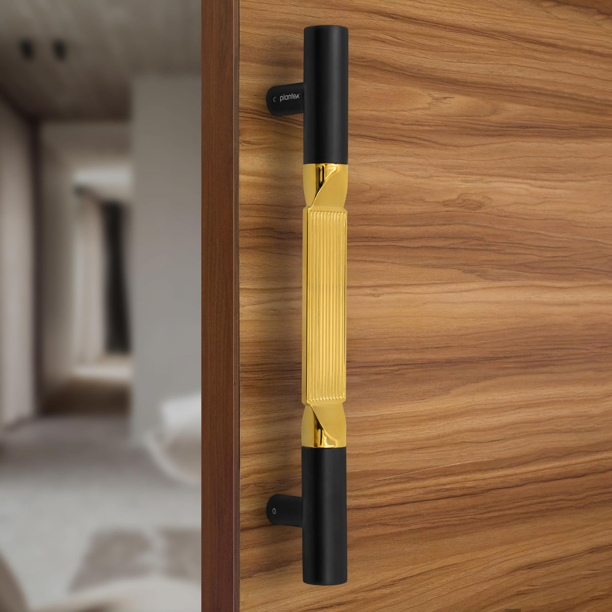 Plantex Door Handle/15 Inch Main Door Handle/Handle for Wooden Door/Pull-Push Door Handle/Door Accessories (Pack of 1, Black, Gold) 3 Years Warranty-1