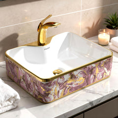 Plantex Table Top Wash Basin for Bathroom/Designer Ceramic Washbasin/Countertop Vessel Sink Basin (19 x 15 x 5.5 Inch)-1