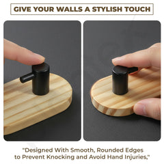 Plantex Wooden Wall Hanging Hook/Bath Towel Hook/Self Adhesive Capsule Robe Hooks for Kitchen/Bathroom/Stylish Home Decor Items - Pack of 2 (Black Wooden)-2