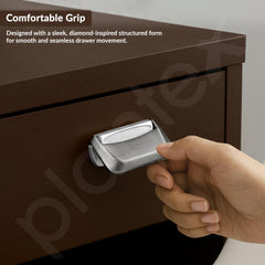 Plantex Drawer Kadi/3 Inch Chest Handle for Drawer/Rectangular Cabinet Kadi/Pull-Push Kadi for Home/Office Drawer - Pack of 6 (DTK-295, Satin White & Chrome)-6