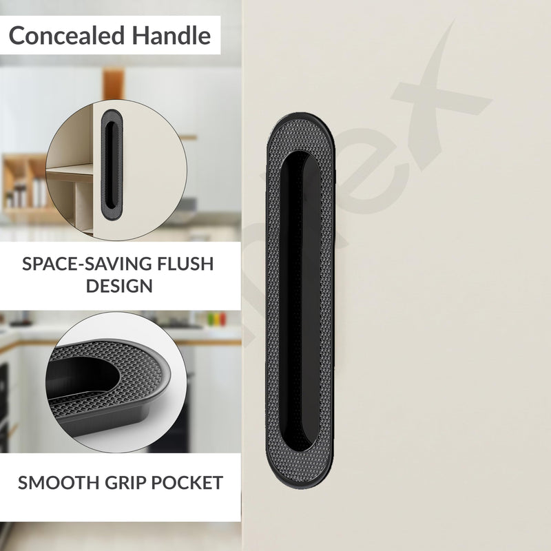 Plantex Sliding Door Handle/Concealed Handle for Sliding Door/224mm Concealed Handle for Wardrobe/Kitchen Cabinet - Pack of 4 (Black) (Model APS-DTC-3770)-4