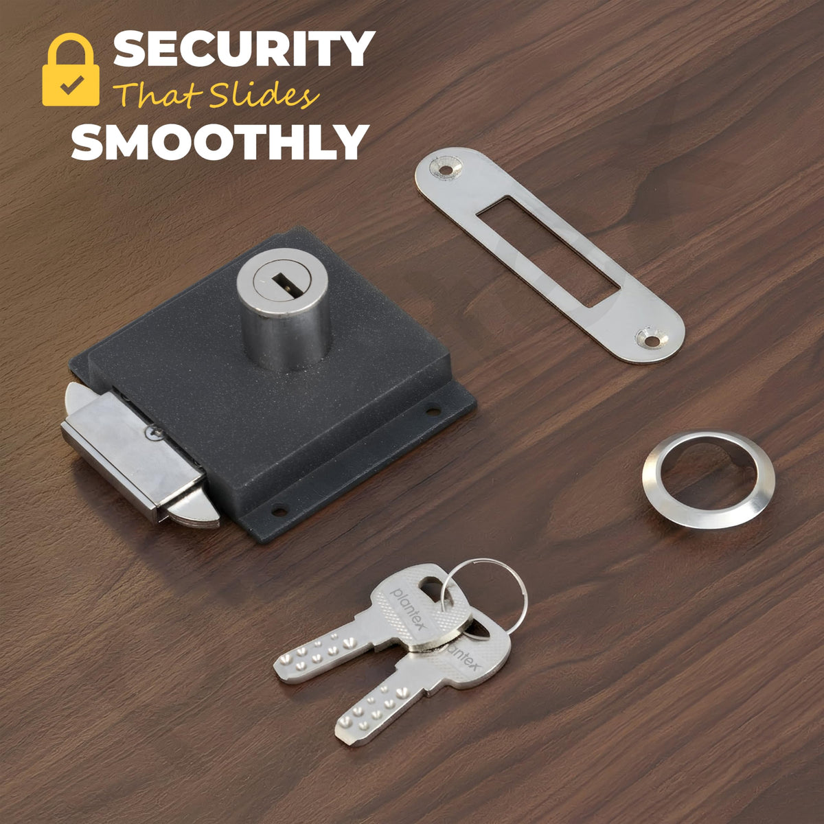 Plantex Sliding Door Lock for Wardrobe/GI Steel Drawer Lock/Suitable for 20mm Sliding Door - Pack of 1 (SL-01, Z-Black)-4