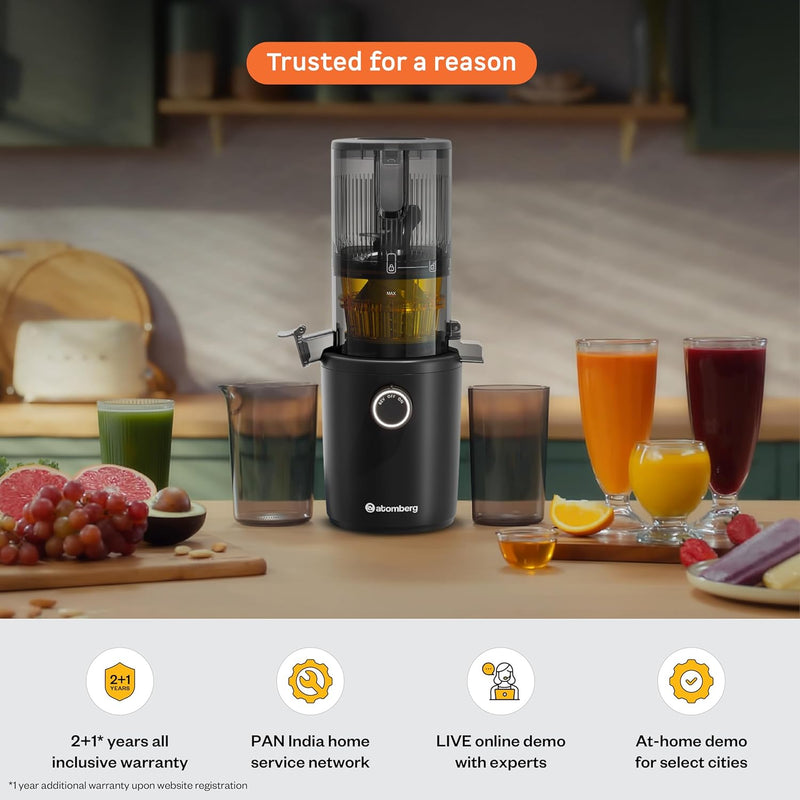 Atomberg Althea Cold Press Juicer | High Nutrition | Easy Assembly & Cleaning | Intelligent Auto Reverse | Advanced Safety Features | Ideal for Fruit, Veggie Juices & Nut Milks