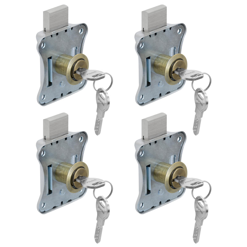 Plantex Drawer Lock/20mm Brass Lock for Cupboard/Multipurpose Cupboard Lock with Key for Home/Office - Pack of 4 (Brass Antique)-1