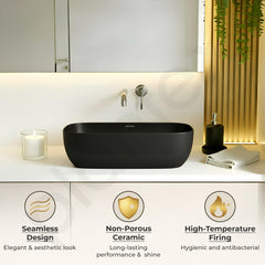 Plantex Wash Basin for Bathroom/Ceramic Basin/Rectangle Tabletop Basin/Wash Basin for Home/Restaurant (18 x 13 x 5 Inch - Charcoal Black)-6