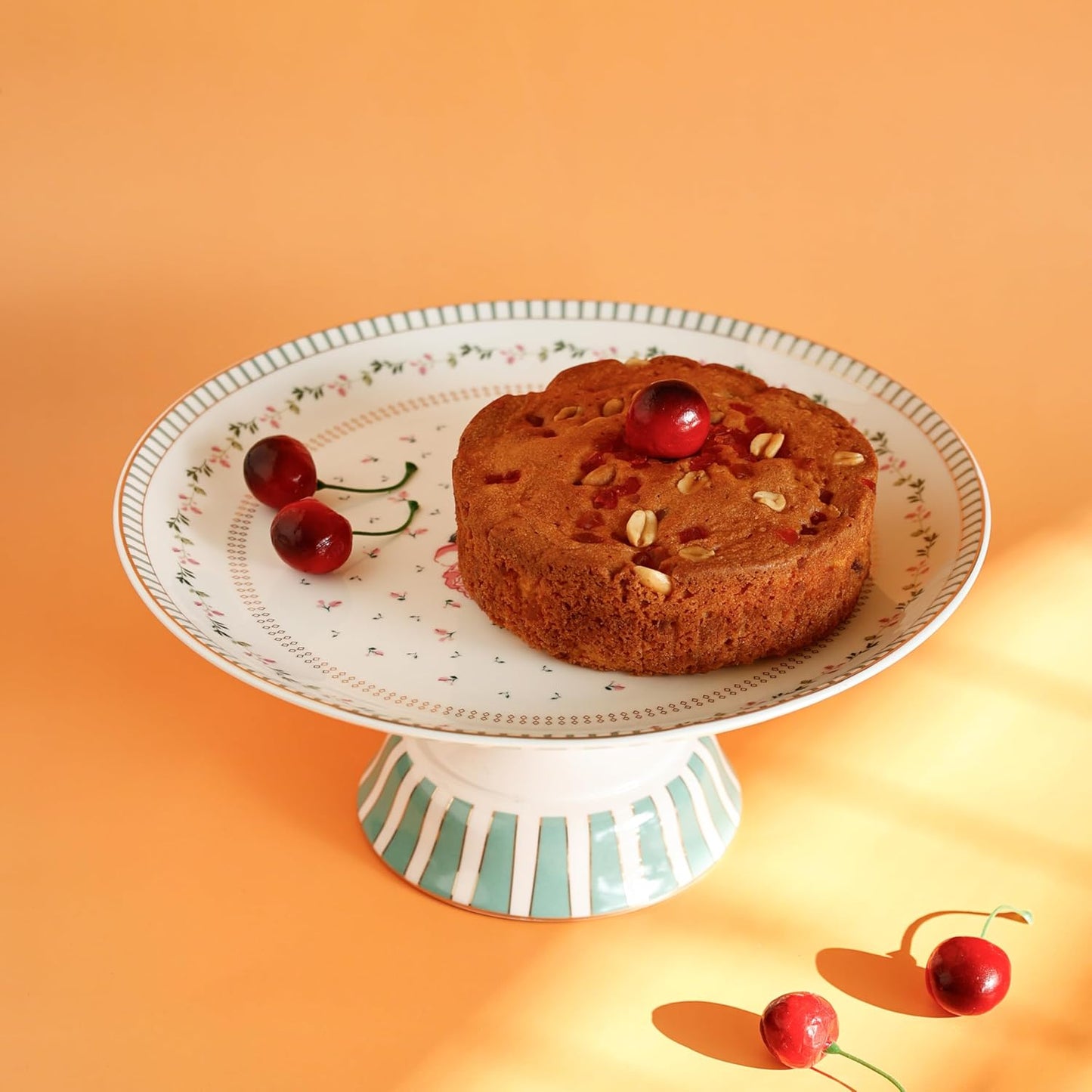 Magique by The Wishing Chair x ClayCraft : Portrait of a Rose Ceramic Cake Stand | 10 Inch Floral Pedestal for Cakes Cupcakes Desserts | Elegant Serving Stand for Parties Weddings Home