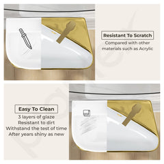 Plantex Ceramic Designer Washbasin for Bathroom/Wall Hung Wash Basin/Rectangle Basin for Home/Office/Hotel (17.5x10.5x5 Inch - White & Gold)-6