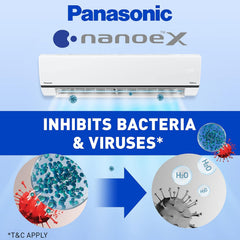Panasonic 1 Ton 5 Star Wi-Fi Inverter Split Air Conditioner (Copper, Shield Blu Anti-Corrosion Technology, Nanoe-X Air Purification, Cs/Cu-Hu12Ykyf, White)