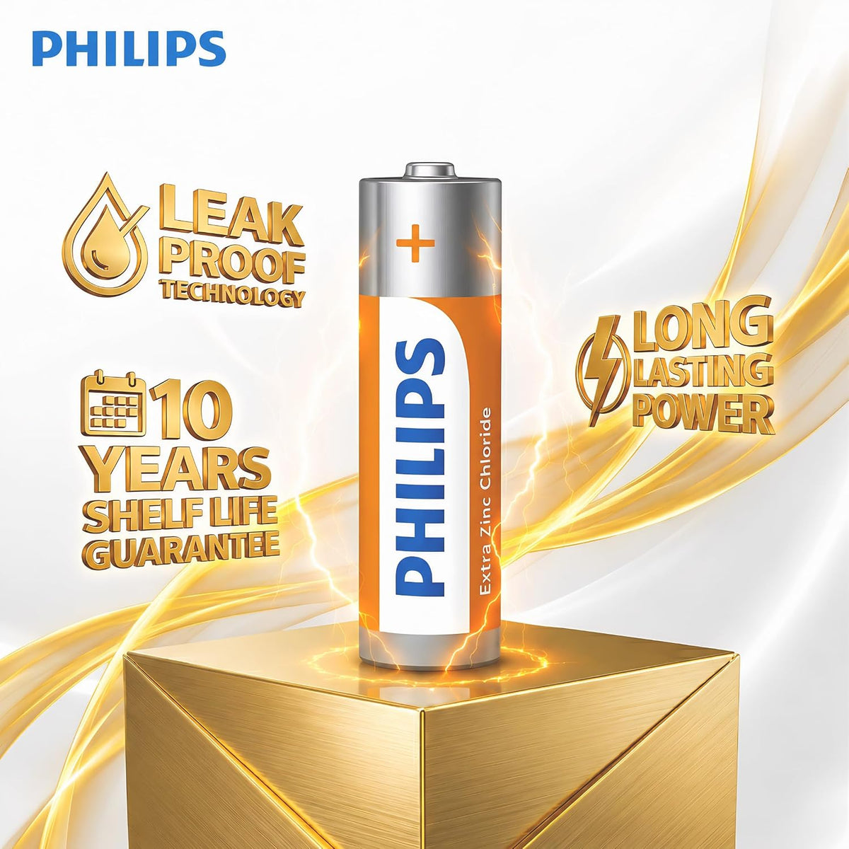 Philips R6L4B/94 AA Extra Zinc Chloride Battery (Pack of 4)