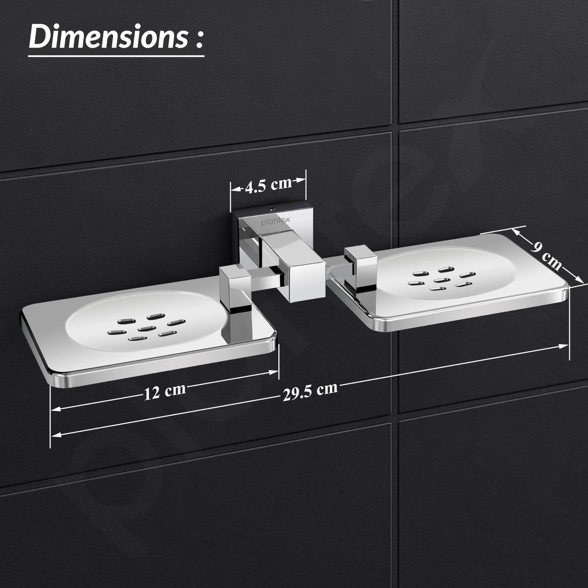 Plantex 304 Grade Stainless Steel Double Soap Holder/Soap Stand/Wall Mounted Items for Bathroom Accessories - Splash (Chrome)-3