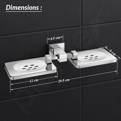 Plantex 304 Grade Stainless Steel Double Soap Holder/Soap Stand/Wall Mounted Items for Bathroom Accessories - Splash (Chrome)-3